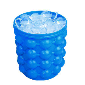 Custom Logo Portable Half Round Ice Chips Ice Bucket dengan Tutup Pub Occasion Biru dan Merah