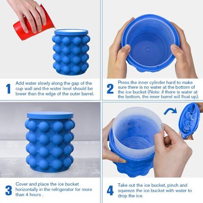 Custom Logo Portable Half Round Ice Chips Ice Bucket dengan Tutup Pub Occasion Biru dan Merah