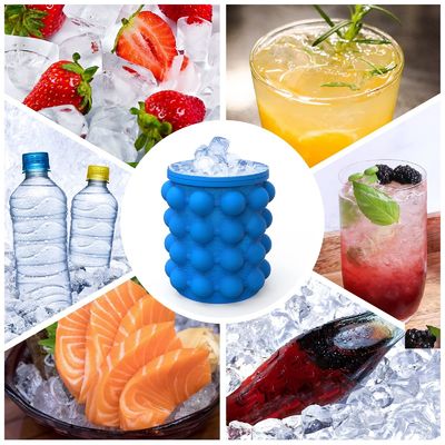 Custom Logo Portable Half Round Ice Chips Ice Bucket dengan Tutup Pub Occasion Biru dan Merah