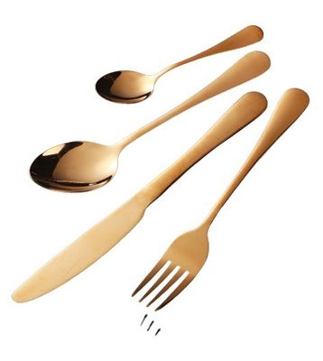 193G Perkakas Bulk Plating Emas Stainless Steel Set Perlengkapan dapur garpu Sapi