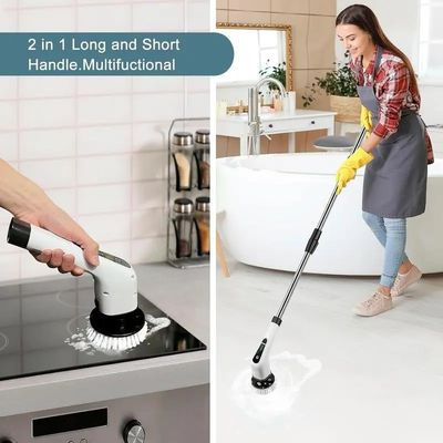 Putih Plastik Pembersih Sikat Listrik Set Jual Teratas Spin Scrubber untuk Pembersihan mendalam