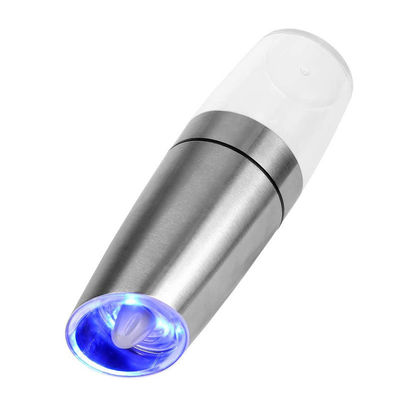 Penggiling garam rempah-rempah dapur berkelanjutan dengan lampu biru set penggiling garam lada listrik