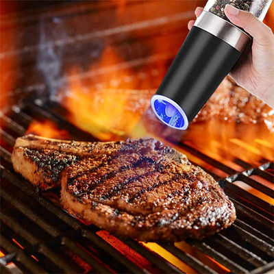 Penggiling garam rempah-rempah dapur berkelanjutan dengan lampu biru set penggiling garam lada listrik