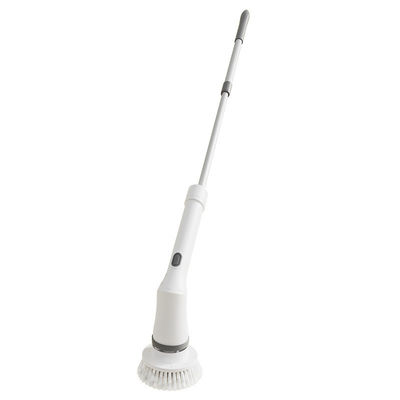 Electric Bathroom Spin Scrubber dengan ekstensi yang dapat disesuaikan dan sikat pembersih putih tanpa kabel