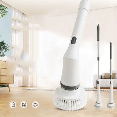 Electric Bathroom Spin Scrubber dengan ekstensi yang dapat disesuaikan dan sikat pembersih putih tanpa kabel