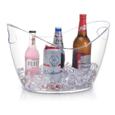 8L LED Acrylic Plastic Ice Bucket Gaya Desain Modern untuk Party Bar Bucket Tongs Type