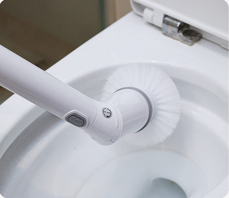 Electric Bathroom Spin Scrubber dengan ekstensi yang dapat disesuaikan dan sikat pembersih putih tanpa kabel