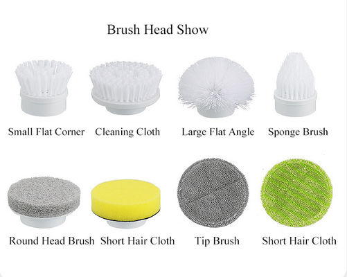 Electric Bathroom Spin Scrubber dengan ekstensi yang dapat disesuaikan dan sikat pembersih putih tanpa kabel