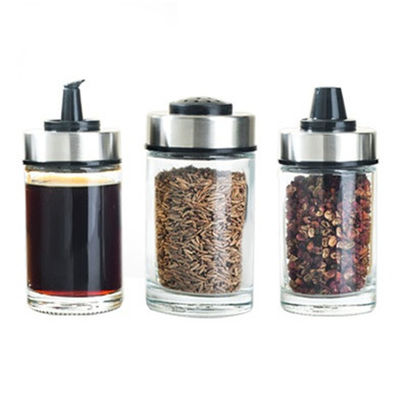 Set Botol Bumbu Kaca Bebas Timah Desain Tepak Bahan Baja Ringan Kapasitas 1,5kg