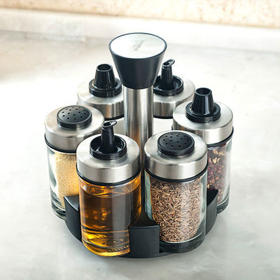 Set Botol Bumbu Kaca Bebas Timah Desain Tepak Bahan Baja Ringan Kapasitas 1,5kg