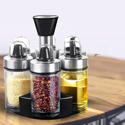 Set Botol Bumbu Kaca Bebas Timah Desain Tepak Bahan Baja Ringan Kapasitas 1,5kg