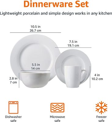Pabrik Set Meja Makan Bulat Piring halus Set untuk White Bone Porcelain Dinnerware