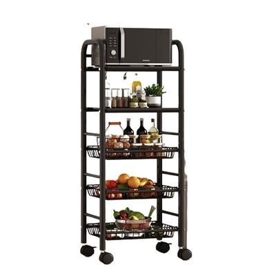 5-lapisan berputar baja karbon Trolley dapur rak dengan struktur persegi dan roda