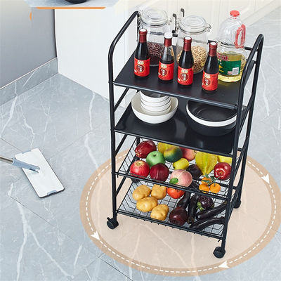 5-lapisan berputar baja karbon Trolley dapur rak dengan struktur persegi dan roda