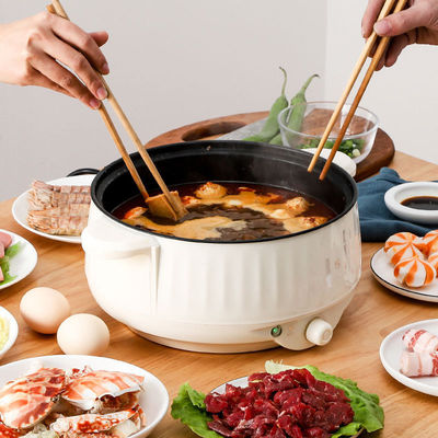 Lapisan anti lengket Rumah Skillet Listrik Portable Hot Pot Listrik untuk Rumah Tangga