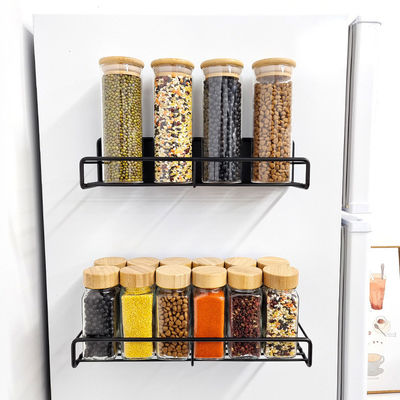 Rak penyimpanan rempah magnetik tingkat tunggal dalam warna hitam untuk organisasi dapur