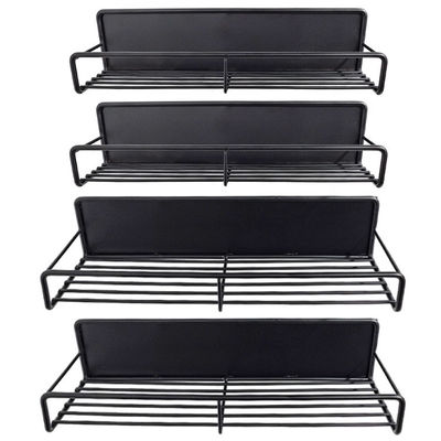 Rak penyimpanan rempah magnetik tingkat tunggal dalam warna hitam untuk organisasi dapur