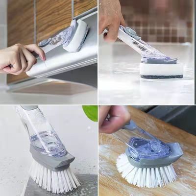 3 Kepala Pembersih yang Bisa Diganti Sabun Dispensing Sponge PP TPR Bristle Cuci Piring Sikat