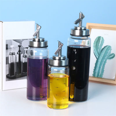 Botol Minyak Pembuka dan Penutupan Otomatis untuk Dapur Kaca Borosilikat Tinggi 6.4 * 25cm