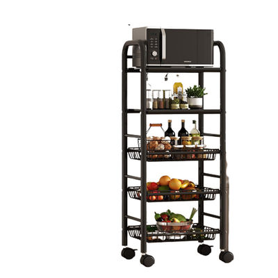 5 Tier Non-folding Rack Kitchen Storage Organizer dengan desain Rolling Rotating yang stabil
