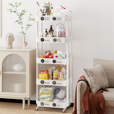 Multifunctional 5 Tier Rotatable Kitchen Vegetable Organizer dengan Trolley Portable