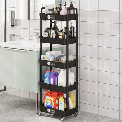 Multifunctional 5 Tier Rotatable Kitchen Vegetable Organizer dengan Trolley Portable