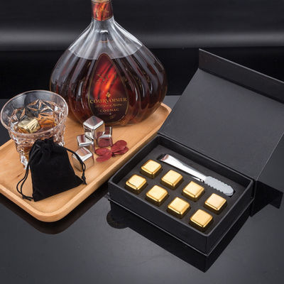 Desain Whiskey Ice Stone Set 8 PCS Kubu Baja Ringan Dengan Tong Dan EVA Kotak Hadiah