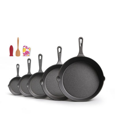 Panci goreng besi tuang 9-30cm Skillet pra-bermusim untuk kebutuhan memasak di luar ruangan