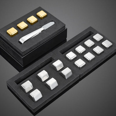 Desain Whiskey Ice Stone Set 8 PCS Kubu Baja Ringan Dengan Tong Dan EVA Kotak Hadiah
