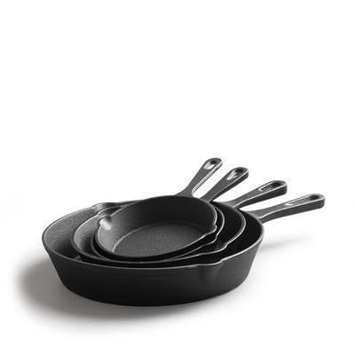 Panci goreng besi tuang 9-30cm Skillet pra-bermusim untuk kebutuhan memasak di luar ruangan