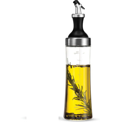 Set botol minyak kaca borosilikat tinggi rumah tangga dengan katup melengkung dan pengukuran kontrol minyak