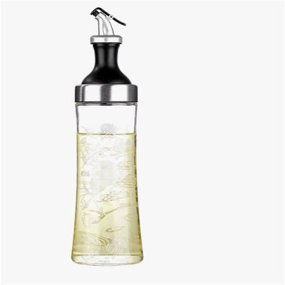 Set botol minyak kaca borosilikat tinggi rumah tangga dengan katup melengkung dan pengukuran kontrol minyak