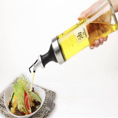 Set botol minyak kaca borosilikat tinggi rumah tangga dengan katup melengkung dan pengukuran kontrol minyak