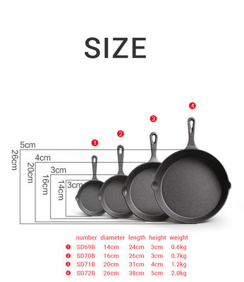 Non-stick Pre-seasoned Cast Iron Skillet Black Sustainable Cookware untuk outdoor