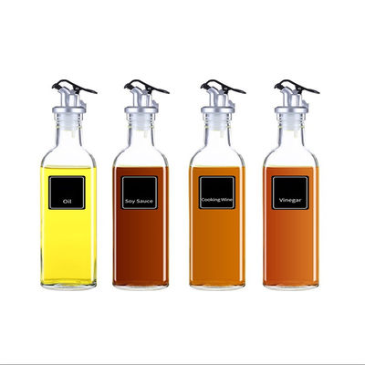 Peralatan Masak Lainnya Square Botol Minyak Kaca Putih Tinggi Dengan Nozzle Logo Disesuaikan