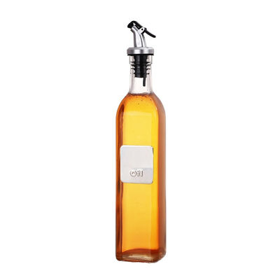 Peralatan Masak Lainnya Square Botol Minyak Kaca Putih Tinggi Dengan Nozzle Logo Disesuaikan