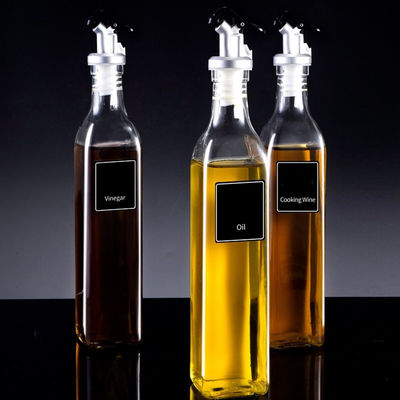 Peralatan Masak Lainnya Square Botol Minyak Kaca Putih Tinggi Dengan Nozzle Logo Disesuaikan