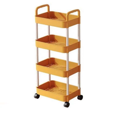 Rak dapur Organiser Square Berputar 4 Tiers Hitam Rumah Tangga Storage Rack Basket Trolley Cart