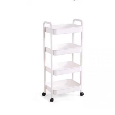 Rak dapur Organiser Square Berputar 4 Tiers Hitam Rumah Tangga Storage Rack Basket Trolley Cart