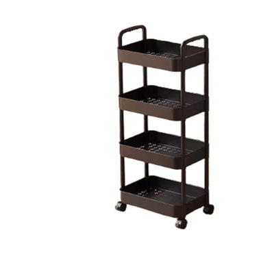 Rak dapur Organiser Square Berputar 4 Tiers Hitam Rumah Tangga Storage Rack Basket Trolley Cart