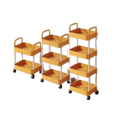 Rak dapur Organiser Square Berputar 4 Tiers Hitam Rumah Tangga Storage Rack Basket Trolley Cart
