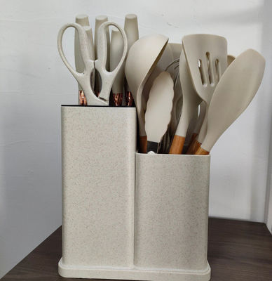 Alat dapur silikon set 19 Pcs Alat memasak dengan aksesoris pegangan kayu