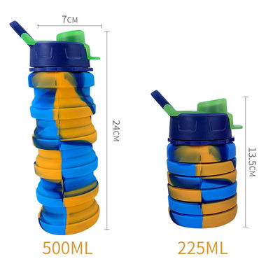 Botol Air Portable untuk Kebugaran dan Menunggang Kreatif Kamuflase Silicone Lipat Mug