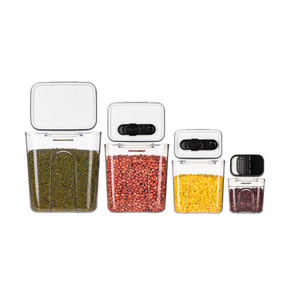 Standing Type Kitchen PET Plastic Food Storage Container Transparan Airtight 4pc Set