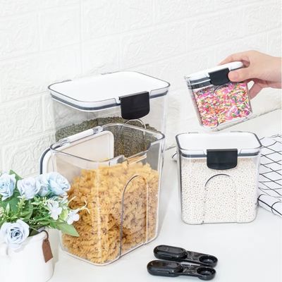 Standing Type Kitchen PET Plastic Food Storage Container Transparan Airtight 4pc Set