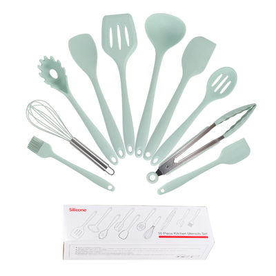Set peralatan dapur restoran 10 buah dengan pegangan silika gel dan papan pemotong