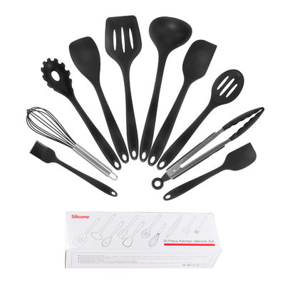 Set peralatan dapur restoran 10 buah dengan pegangan silika gel dan papan pemotong