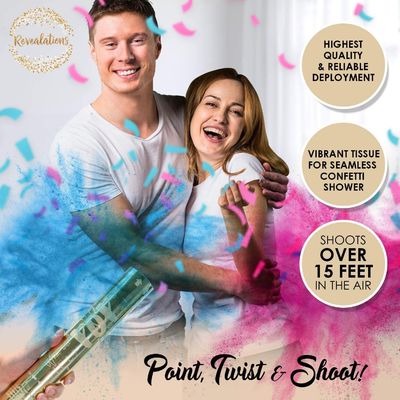 100% Biodegradable Confetti Powder Cannons Sempurna untuk Perlengkapan Pesta Menunjukkan Jenis Kelamin