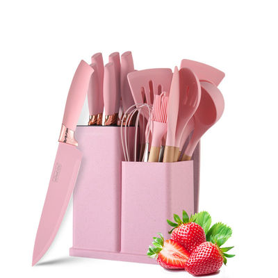 19 pcs kayu pegangan silikon peralatan dapur set untuk peralatan memasak dan restoran yang dilengkapi