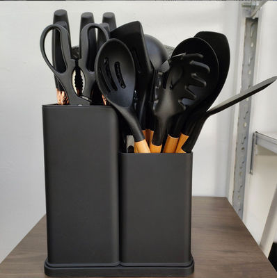 19 pcs kayu pegangan silikon peralatan dapur set untuk peralatan memasak dan restoran yang dilengkapi